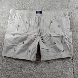 Psycho Bunny Shorts Mens 3XL Beige Sandstone Isles Geometric‎ Logo Elastic Waist